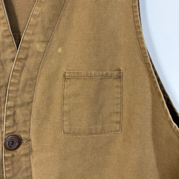 Vintage Vest J Crew 1980s Fishing Hunt Duck Utility Brown Tan Countryside Chic L - Picture 6 of 12